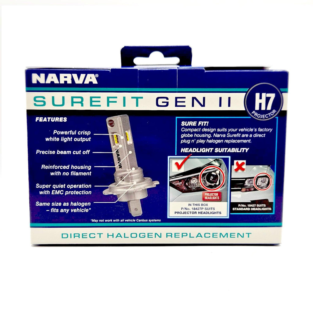 Narva H7 LED Globes Projector Headlight Type Surefit GEN II 12V / 24V Pair