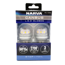 Narva LED Stop Tail Light Globe BAY15D 21/5W CANbus 12V Pair GENIII Narva Globes 18266BL-2