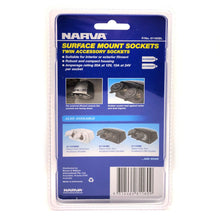 Narva Twin Accessory Socket Surface Mount 12V / 24V Narva Elec Accessory, Plugs & Sockets 81160BL-2