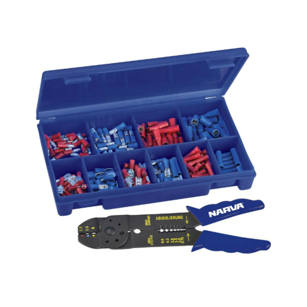 Narva Terminal Assortment Kit 200 Pieces + Crimper Cut Pliers Tool
