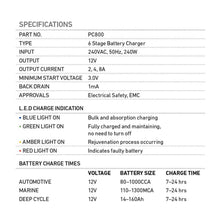 Projecta 12V Battery Charger 8 Amp Smart Charger Projecta Battery Charging PC800-5