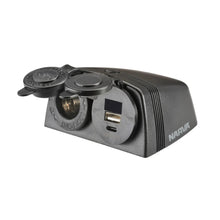 Narva Twin USB-A & USB-C Accessory Socket 12V Surface Mount Narva Elec Accessory, Plugs & Sockets 81173bl-1
