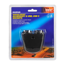 Narva Twin USB-A & USB-C Accessory Socket 12V Surface Mount Narva Elec Accessory, Plugs & Sockets 81173bl-2