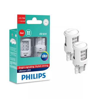 Philips Ultinon LED T20 21/5W LED Stop & Tail Red Philips Globes 11066ULRX2-1