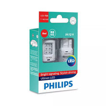 Philips Ultinon LED T20 21/5W LED Stop & Tail Red Philips Globes 11066ULRX2-2
