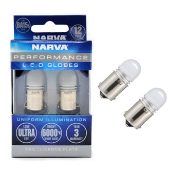 Narva LED Bayonet BA15S Globes Bayonet BA15S Bulb Cool White Pair 12V Narva Globes 18220BL-1