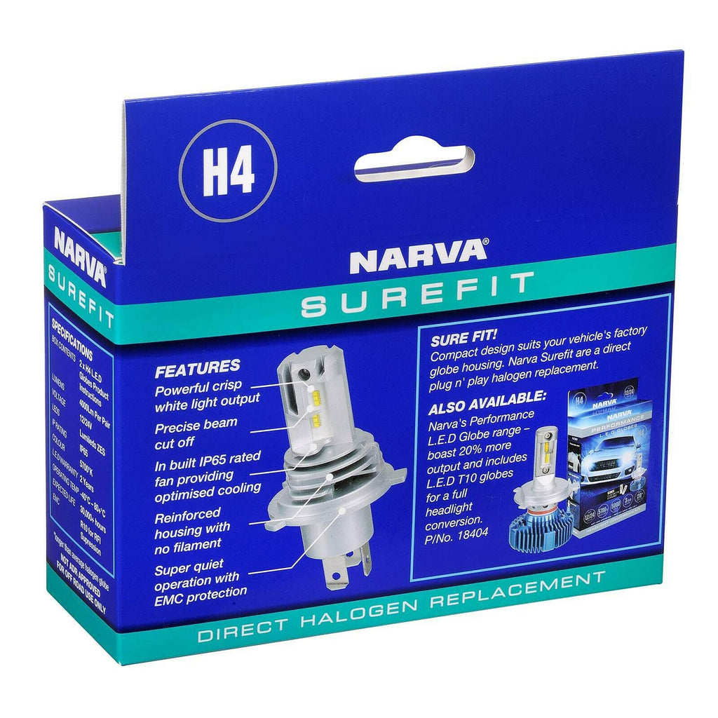Narva H4 LED Surefit Globes Pair H4 LED Headlight Kit