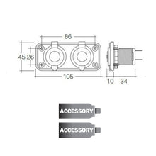 Narva Twin Accessory Sockets Flush Mount 12V / 24V Narva Elec Accessory, Plugs & Sockets 81027BL-3