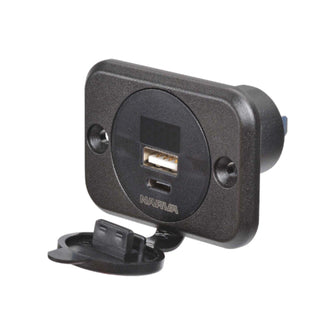 Narva USB & USB-C Flush mount Sockets with Volt & Amp Meter Narva Elec Accessory, Plugs & Sockets 81106BL_1