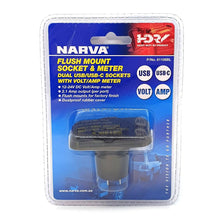 Narva USB & USB-C Flush mount Sockets with Volt & Amp Meter Narva Elec Accessory, Plugs & Sockets 81106BL_2