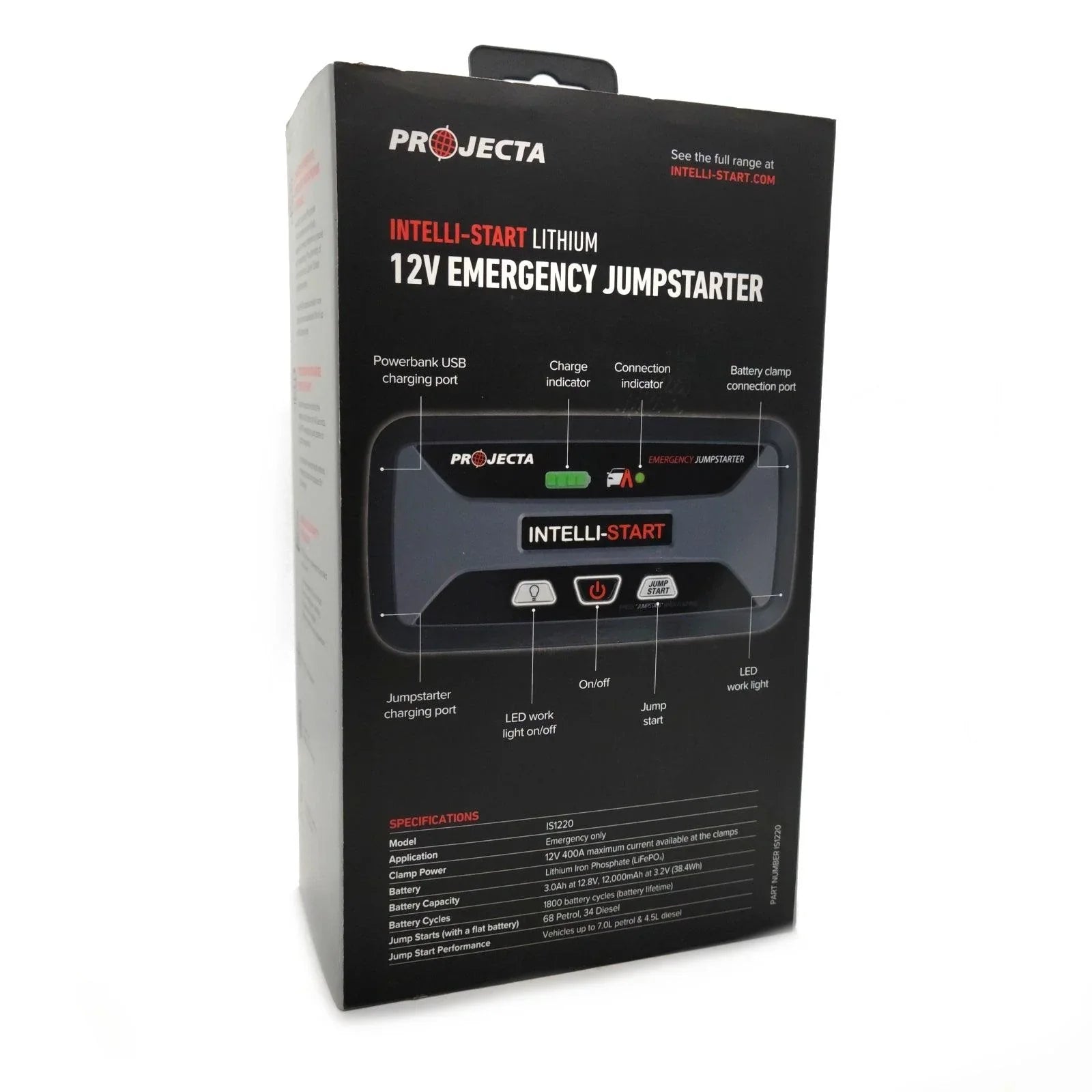 Projecta IS1220 12V 1200A Jump Starter Powerpack – LiFePO4 Fast Charging